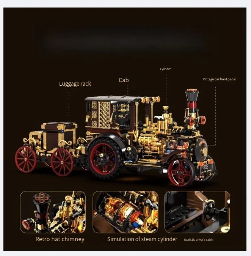 Building Blocks - Yaratıcı 1331 Adet Vintage Mekanik Buharlı